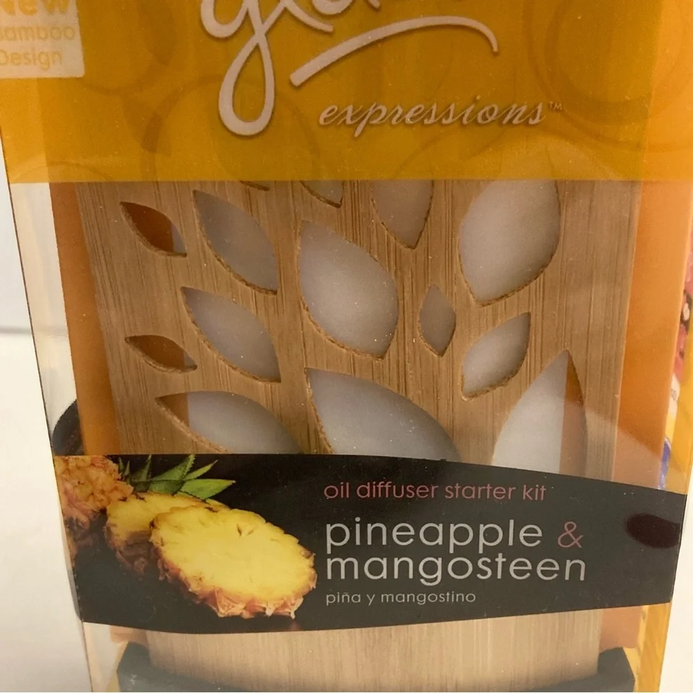 Glade Expressions Oil Diffuser Starter Kit Pineapple Mangosteen Bamboo Holder